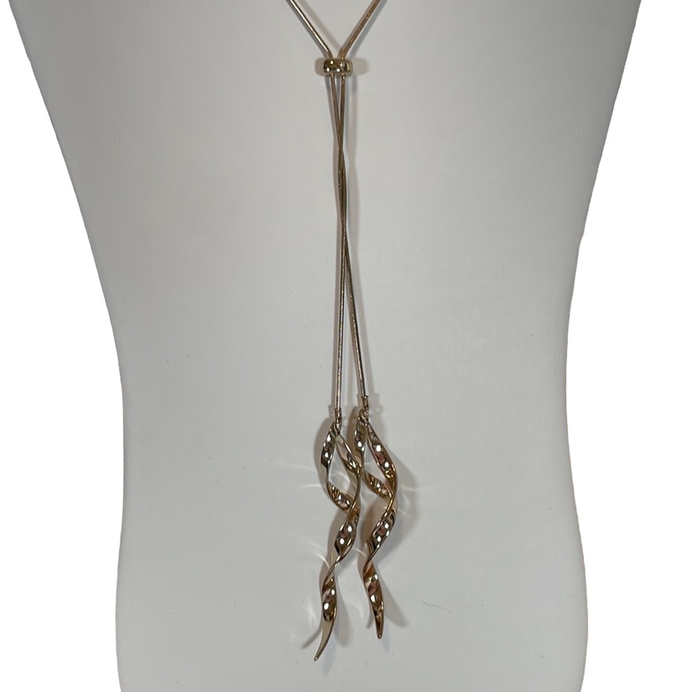 KC (925 Sterling Silver w/ Gold Plating) Sliding Spiral Necklace 22” Length